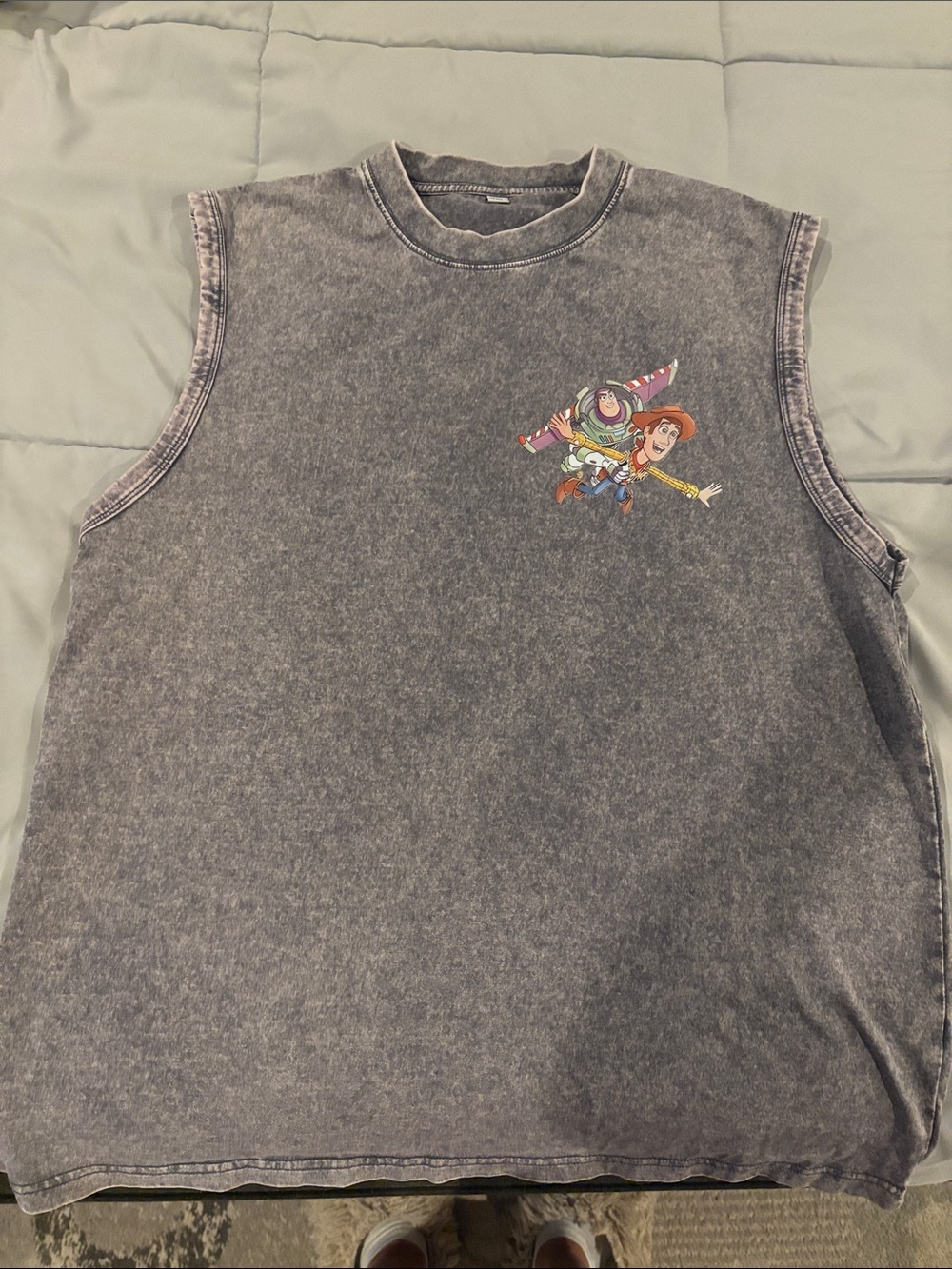 SHEIN Gray Washed Sleeveless Graphic Tank Top